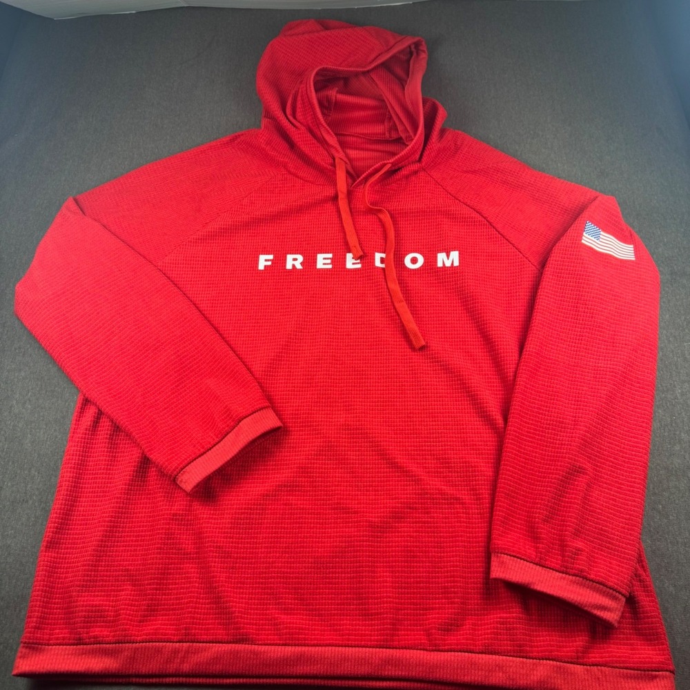 Freedom American Flag Waffle Knit Hoodie‎ 4XL Pullover mens Charlie Kirk Freedom - Picture 2 of 10